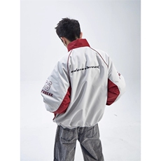 美式撞色复古立领机车夹克情侣春秋薄款新款宽松休闲JK118P75，男装夹克，星座1013-5