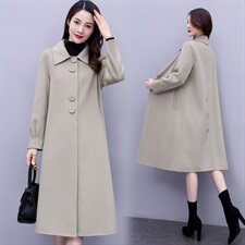 新款时尚气质羊毛嵌银丝新面料双面呢羊绒大衣外套,女装双面呢大衣,媚琳依坊