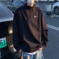2026春秋立体裁剪大码刺绣拉链套头华棉卫衣W56686/特P28黑色，男装卫衣，电商A094