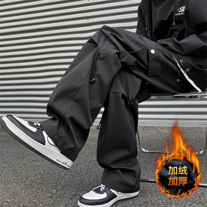 美式高街工装裤男加绒加厚户外机能冲锋直筒休闲裤2307加绒特P46，男装工装外套，电商C305A