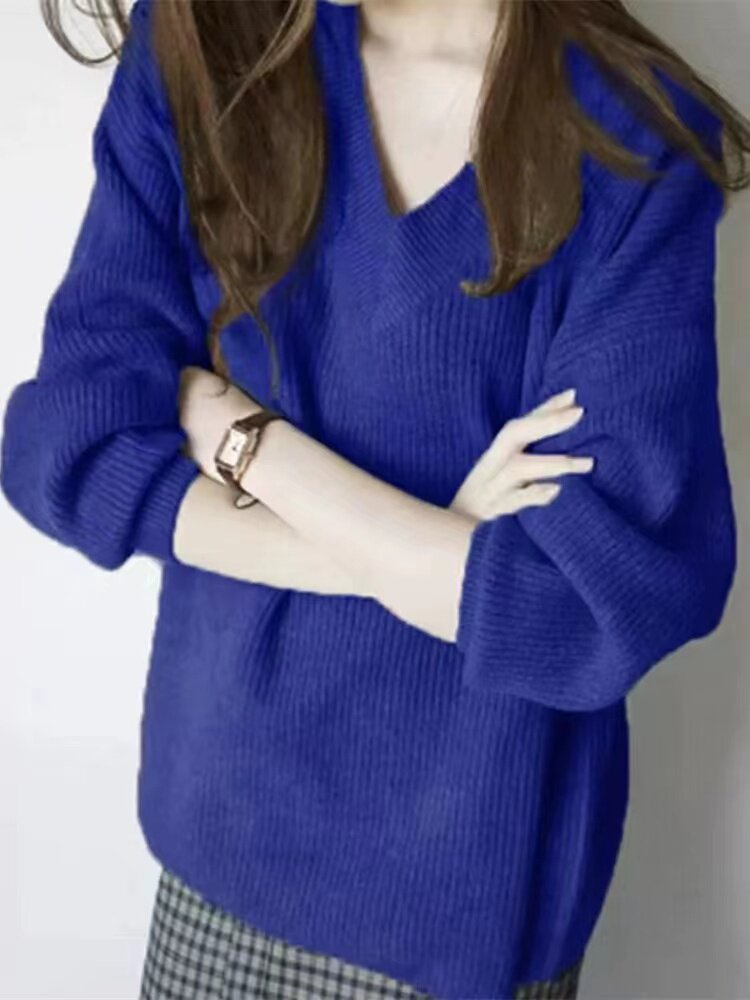 宽松慵懒风针织衫女秋冬季软糯内搭打底衫毛衣潮，女装针织衫/毛衣，半城羊绒