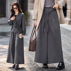 现货新款女士阔腿裤2025年冬季时尚羊毛呢抽绳裤子，女装休闲裤，时尚俏佳人