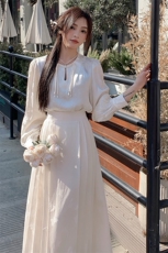 复古女春秋季新款圆领新中式衬衫女长袖上衣，女装衬衫，秀美人生