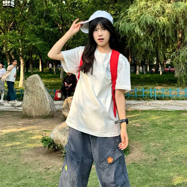 万针全刺绣解构设计260克重磅双纱纯棉高品质美式高街短袖T恤特35图片