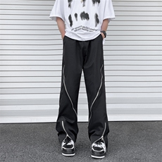 休闲裤男士韩版潮流高街帅裤脚拉链开衩2024秋冬ins长裤K5781-P46，男装休闲裤，星座412-2