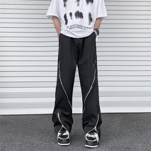 休闲裤男士韩版潮流高街帅裤脚拉链开衩2024秋冬ins长裤K5781-P46图片