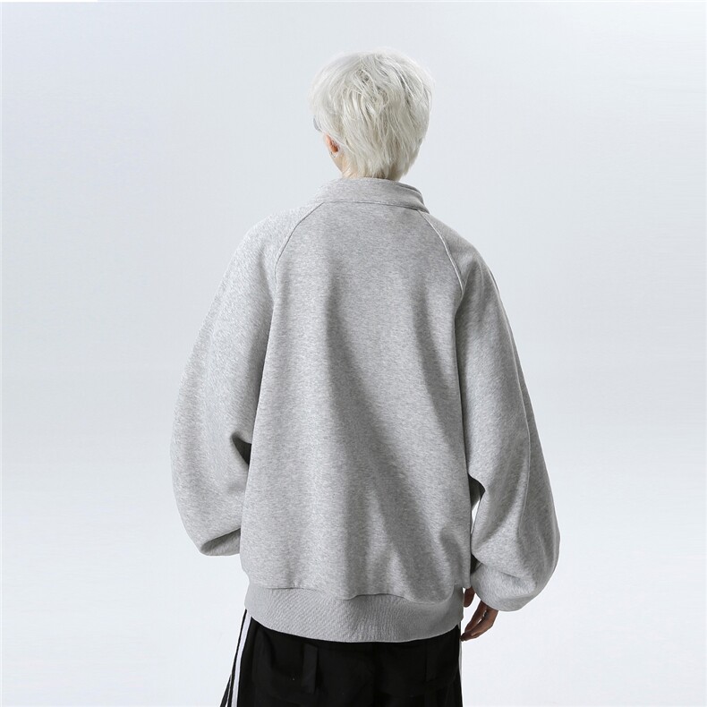 秋季美式重磅开衫卫衣男宽松休闲插肩袖立领男款外套JK705-P68,女装短外套,电商C307