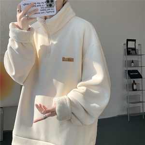 WY10180-特P65 重磅美式可翻领大码立领绒感半拉链卫衣外套图片