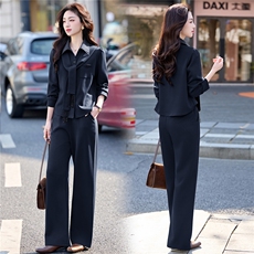 新款拼接格纹衬衫领时尚飘带优雅两件套（有）208P155，女装套装/套裙，乐衣轩