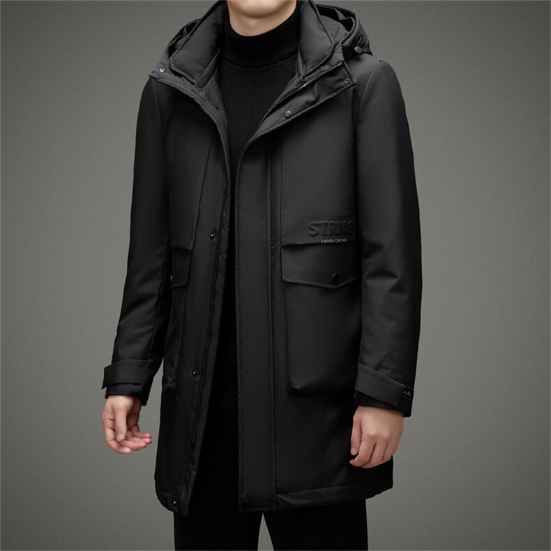 中长款连帽白鸭绒羽绒服男冬季2023年新款加厚保暖中年男装外套,男装羽绒服,电商B212（原钱塘6029）
