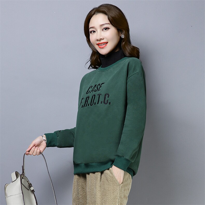2021年冬季新款加绒加厚半高领卫衣女宽松显瘦上衣服打底衫女棉,女装卫衣/绒衫,简韵佳