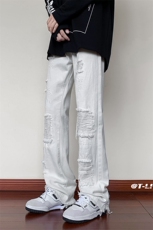 B221秋冬新款美式ins高街小众贴布破洞牛仔裤LK22065-P65控88，男装牛仔裤，电商B221