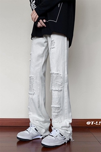 B221 秋冬新款美式ins高街小众贴布破洞牛仔裤 LK22065-P65 控88图片