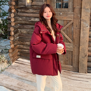 x i a n 货 学院风红色小棉服 AD761-P165K258图片