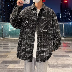 潮小香风外套男秋季新款轻熟高级感工装上衣vintage潮开衫夹克图片