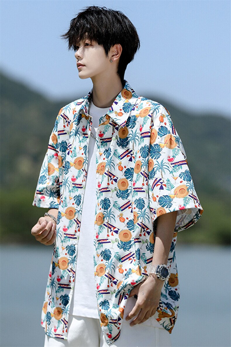 8XL-M花衬衫男短袖夏季薄款冰丝半袖宽松大码休闲外套DC28008P38,男装衬衫,电商B312