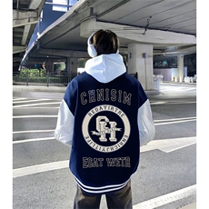 抖音得物高品质全棉380克潮立领棒球服开衫印花卫衣外套ACM1203，女装短外套，电商A443