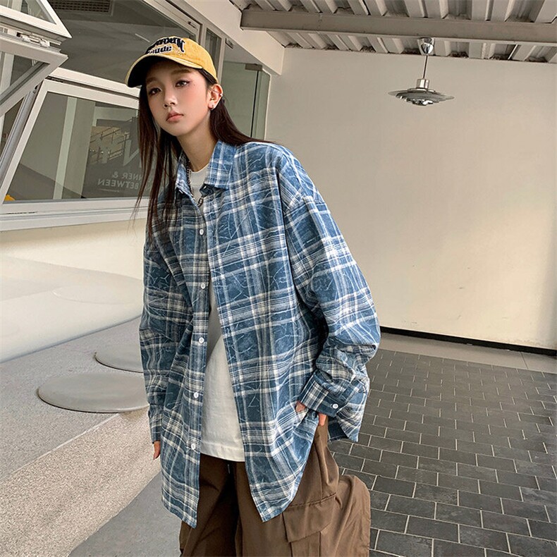 港风衬衫设计感耐磨格子衬衫休闲百搭MD-H507-特批45控79,男装衬衫,星座717