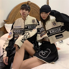 美式复古棒球服外套男女春秋季设计感可拆卸情侣赛车服J5148-p63，男装夹克，星座1008
