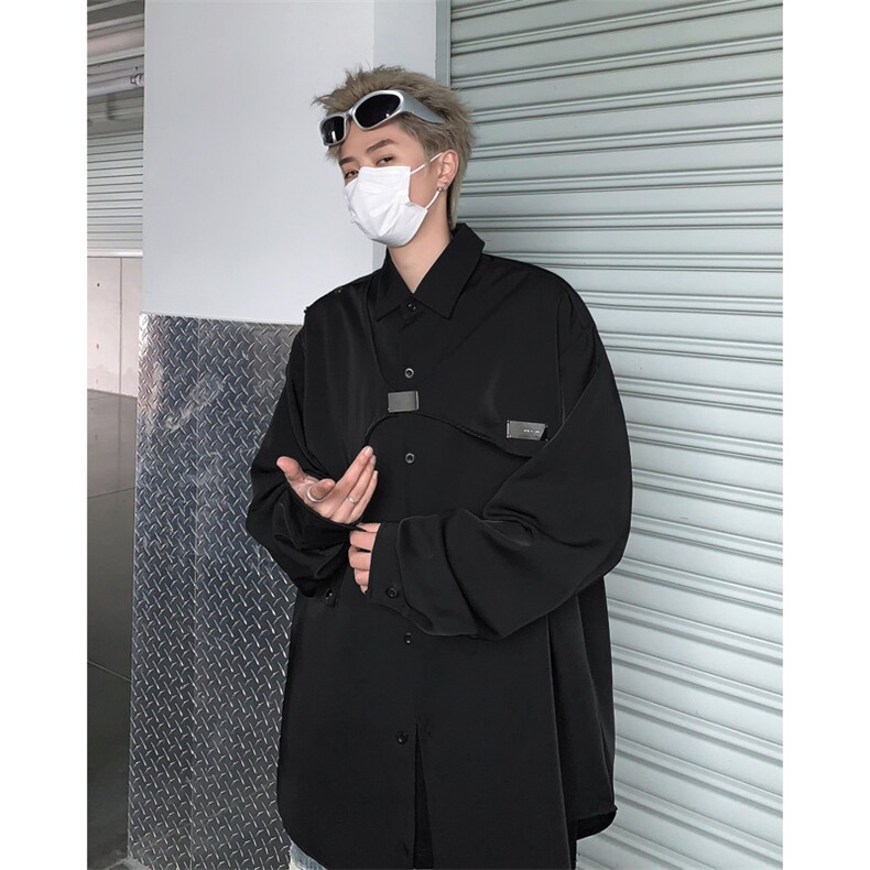 男装衬衫24春季潮牌男士叠穿宽松垂感长袖衬衣XZ514-2-202415-P78,男装衬衫,星座514-2(原B239)