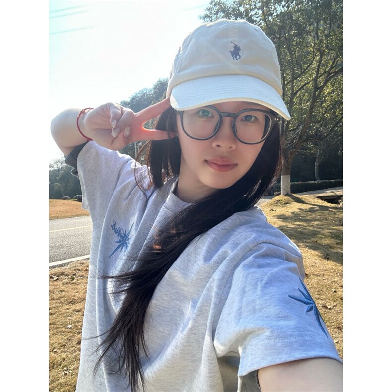 美式北极星刺绣字母纯棉短袖t恤女夏2026新款潮牌情侣装灰色上衣，男装T恤，四季星座505