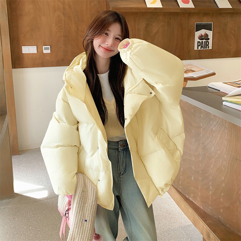 甜美氛围感优雅连帽羽绒服女冬季2025年超好看休闲90白鸭绒厚外套,女装羽绒服,2B188