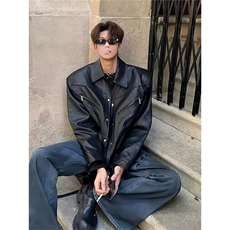 26春款垫肩机车高级感解构夹克外套高级感美式皮衣PY92P120现货，男装夹克，电商D256-1(原A064-1)