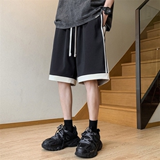 夏季新款冰丝垂感短裤港风休闲裤男免烫宽松凉感K23205-P39控58，男装牛仔裤，星座717