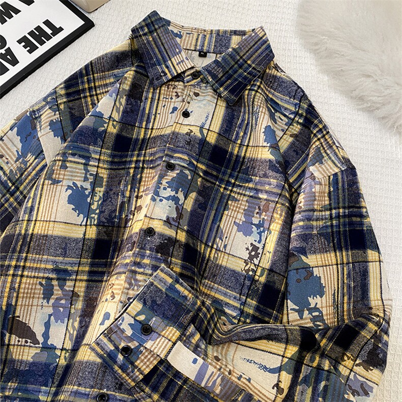 24年冬季加厚扎染衬衫长袖现货衬衫DS-C323-1-2389-P35，男装衬衫，电商C323-1