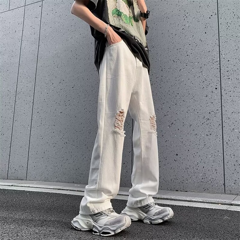 破洞牛仔裤男士韩版潮流高街帅气百搭夏季透气2024长裤RK1855-P39,男装牛仔裤,星座412-2