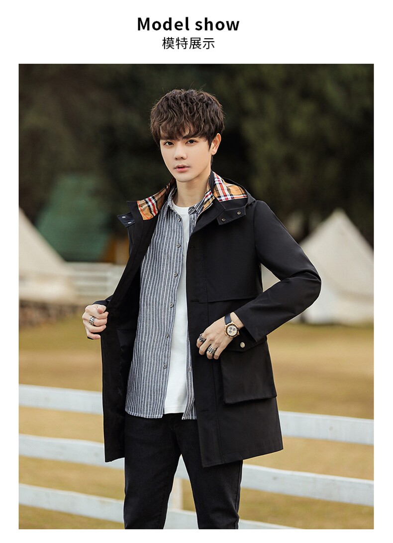 2023秋款休闲时尚高端男士外套上衣风衣夹克P155，男装风衣，电商D223-1