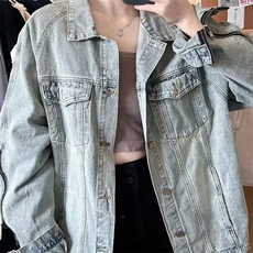 309-P60美式复古牛仔外套男春秋韩版潮流大码胖子宽松休闲运动，男装工装外套，电商B323A