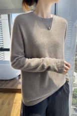 时尚百搭红色长袖圆领纯色套头衫秋季新品显瘦保暖针织衫，女装针织衫/毛衣，昭美羊绒