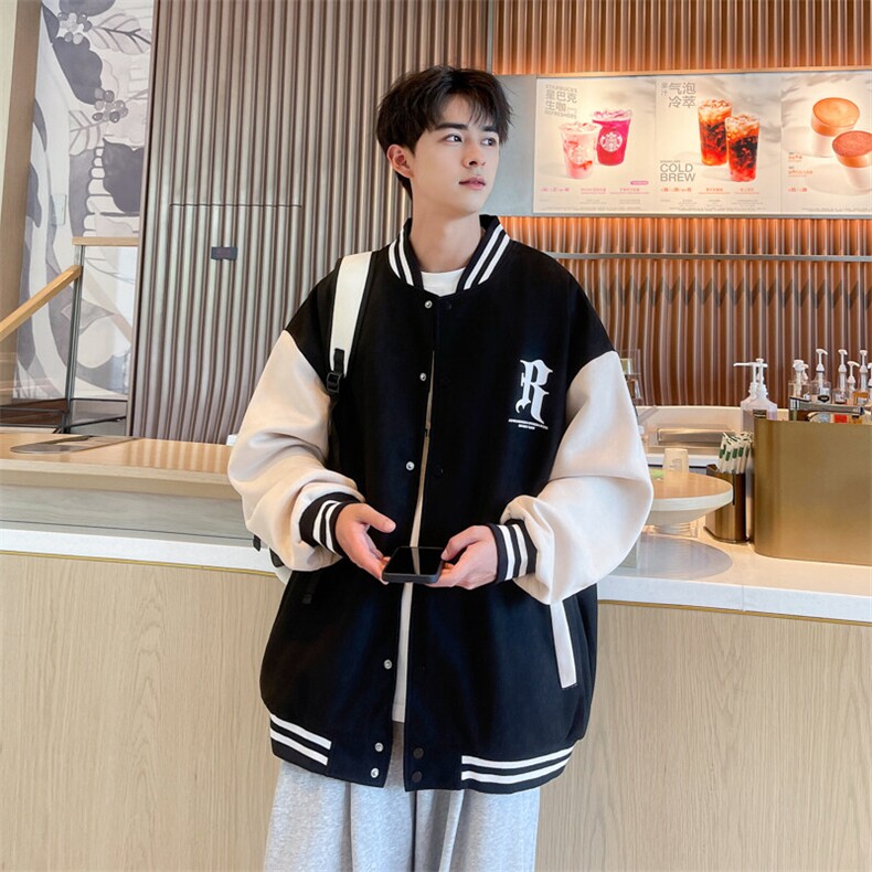 春季麂皮绒棒球服外套男美式复古潮流冲锋衣情侣装夹克WY30-P88,男装夹克,星座914-4