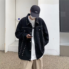 柳钉牛仔外套男网红同款休闲黑色夹克百搭上衣J3716P50，男装夹克，星座1116-2