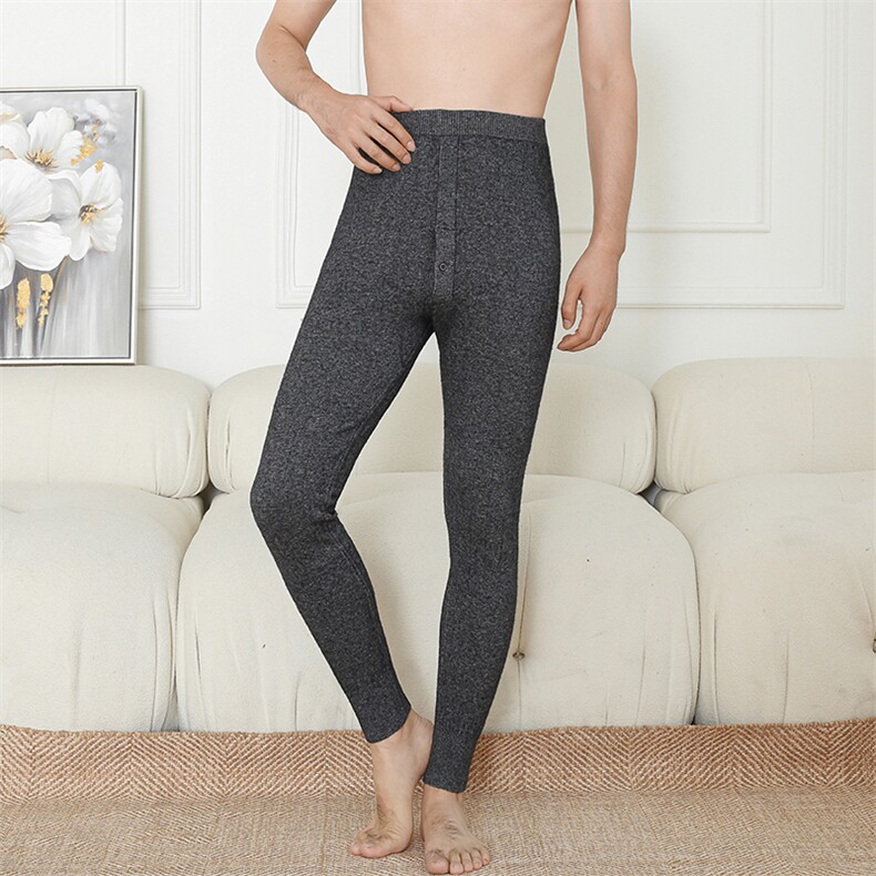 男士中厚款羊毛护膝裤秋冬保暖柔软舒适修身显瘦高弹力红色长裤男装，男装休闲裤，金牧歌羊绒裤