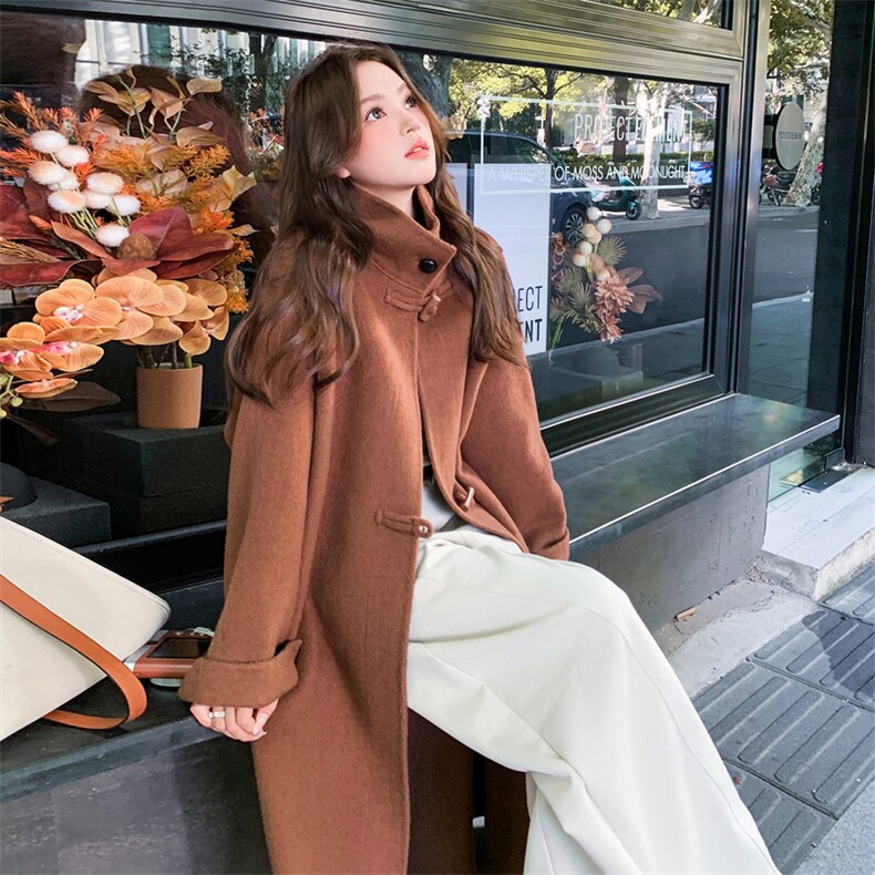 新款2025冬季高级双面羊绒呢大衣长款2C220L518P285K429,女装毛呢外套,2C220