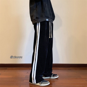 欧棉绒织带休闲裤直筒B342-K7011-P50控68图片