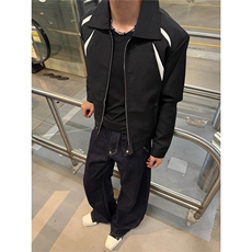 美式复古撞色拼接翻领夹克男女春秋款宽松休闲百搭情侣外套潮，男装夹克，星座516A