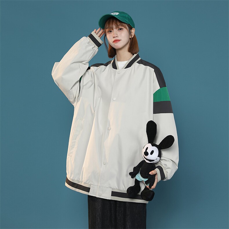 中性风小牛津上衣夹克宽松落肩拼色棒球服外套XZ214-8JK700-P65,男装夹克,星座1204-3