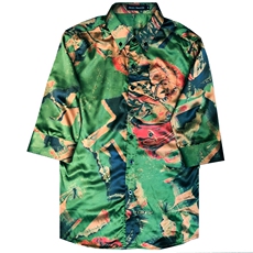 夏季男士七分袖印花衬衫男休闲修身碎花衬衣A236-352-P55，男装衬衫，电商A236
