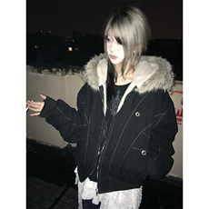现货重磅boxy短款棉衣座山雕大毛毛领男女棉服水洗工装厚外套，男装棉衣，电商A486-1