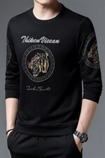 2023新款中年男士长袖t恤圆领印花时尚潮流秋季男土宽松卫衣，男装卫衣，电商B212（原钱塘6029）