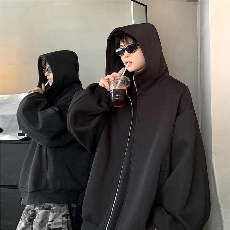 美式开衫外套男秋冬潮牌加厚保暖连帽卫衣运动帽衫,男装棉衣,电商C307