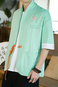 夏季 风短袖改良西装外套绣花宽松汉服道袍中性潮 JK23/P75图片