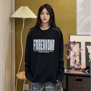 美式高街cleanfit卫衣发泡立体字母印花打底长袖货号C25191P35图片