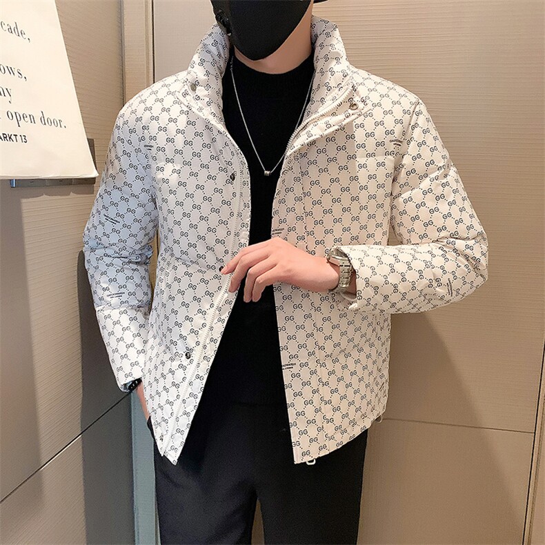 2025冬季新款社会小伙立领字母印花羽绒服男士外套B338-9901-P165,男装羽绒服,电商B328