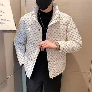 2025冬季新款社会小伙立领字母印花羽绒服男士外套B338-9901-P165图片