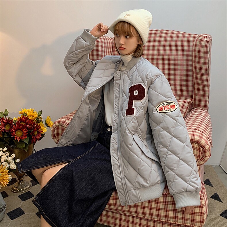 A012-P85菱格棉衣棉服港风个性毛巾绣袖标设计男女款,男装棉衣,星座911