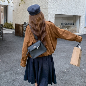 美式复古休闲风短外套女秋季2025新款仿鹿皮绒高级感宽松百搭上衣图片